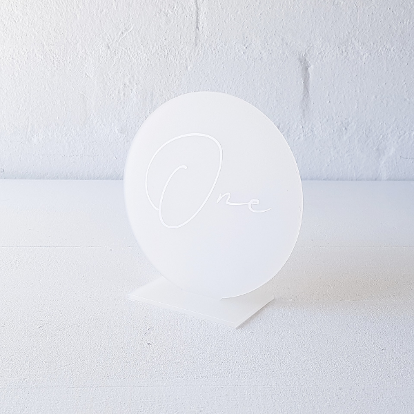 Round Perspex Table Number - Frosted